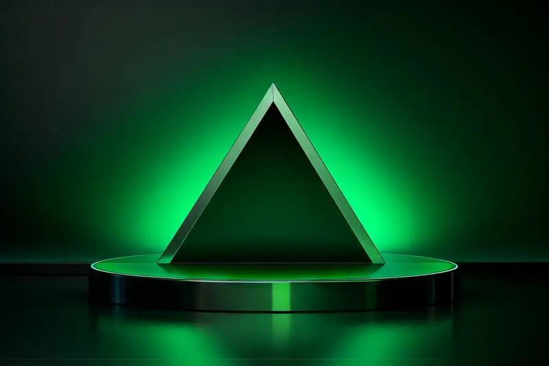 Rendering of a Bright Green Triangular Podium for Product Presentation