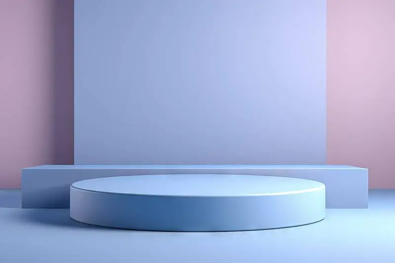 Rendering of a Round Simple Light Blue Podium for Product Presentation