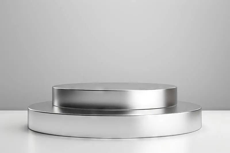 Rendering of a Round Metallic Podium on Light Background