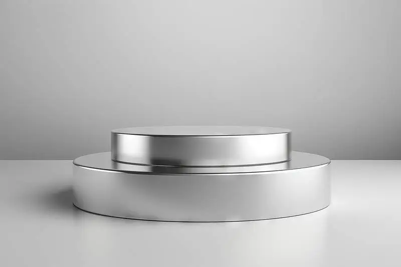 Rendering of a Round Metallic Podium for Product Presentation