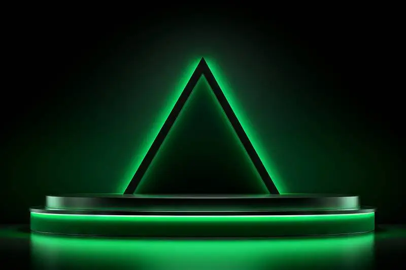 Bright Green Triangular Podium for a Product Presentation