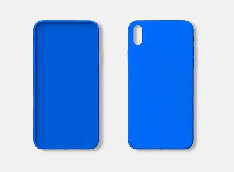 Photo of Blue Smartphone Case from the Front and from the Back Isolated on Transparent Background