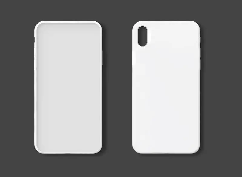 Photo of Blank Smartphone Case from the Front and from the Back Isolated on Gray Background