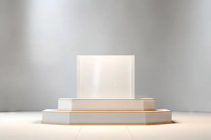 Minimalist White and Golden Podium for Product Presentation on Abstract Background