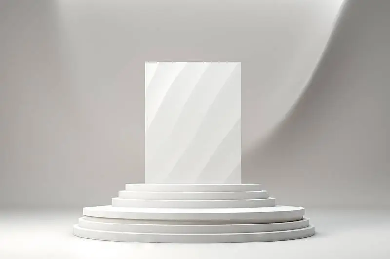Minimalist White Podium for Product Presentation on Abstract Background