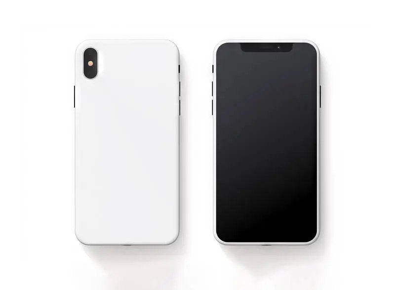 Photo of Smartphone with Blank Screen Seen from the Front and Back Isolated on White Background