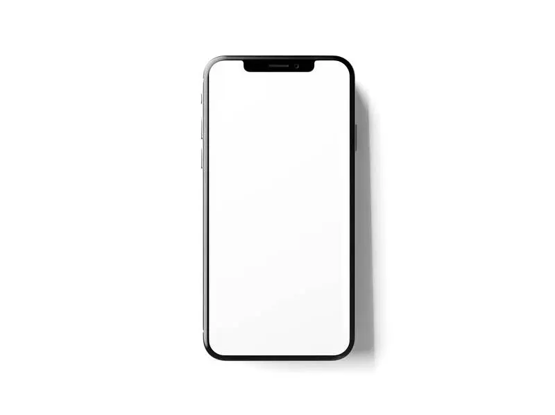 Photo of Smartphone with Blank Screen Isolated on White Background
