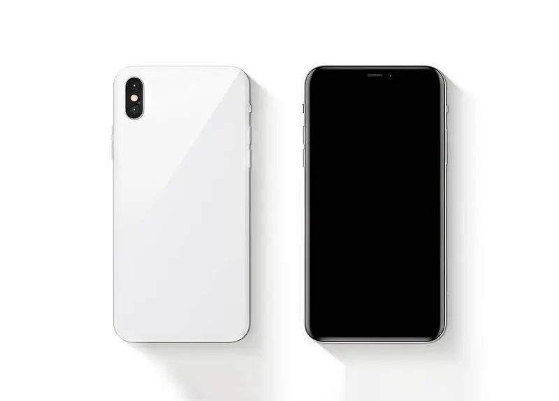 Photo of Smartphone from Front and Back Isolated on White Background