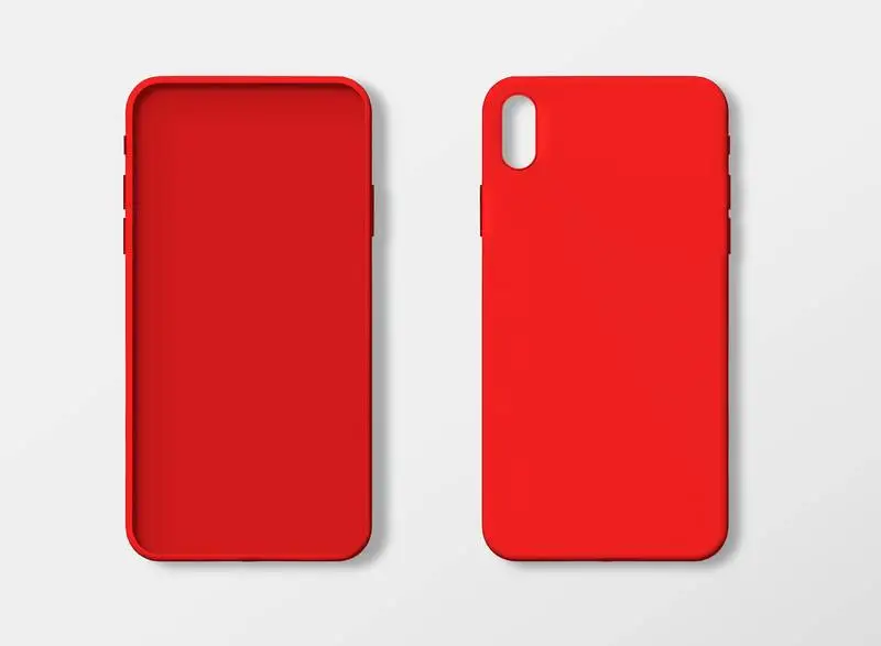 Photo of Red Smartphone Case from Front and Back Isolated on White Background