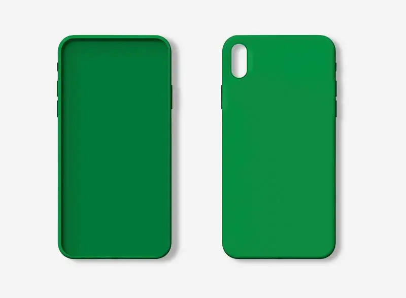 Photo of Pine Green Smartphone Case from Front and Back Isolated on White Background