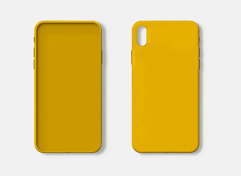 Photo of Mustard Yellow Smartphone Case from Front and Back Isolated on Transparent Background