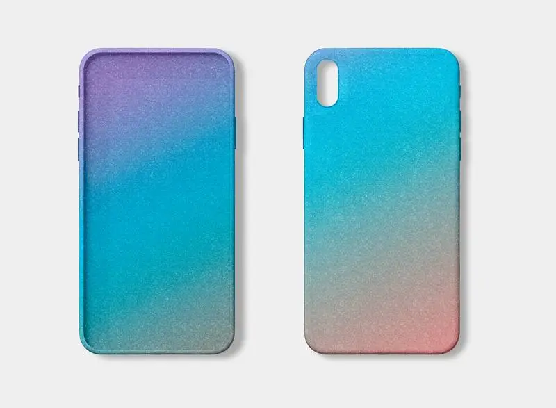 Photo of Iridescent Smartphone Case from Front and Back Isolated on White Background
