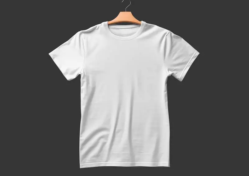 White T-Shirt with Isolated Hanger on Dark Background