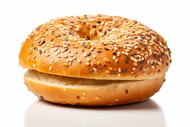 Open Bagel Bread Isolated on White Background