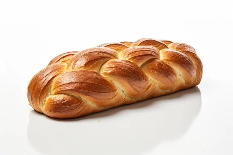 Photo of a Homemade One-Strand Braid Bread Isolated on White Background