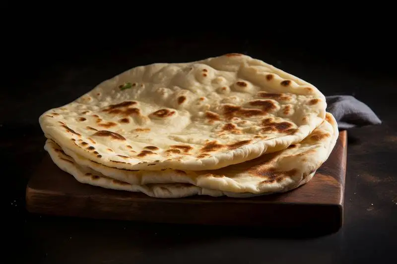 Photo of a Round Flat Bread Isolated on Black Background