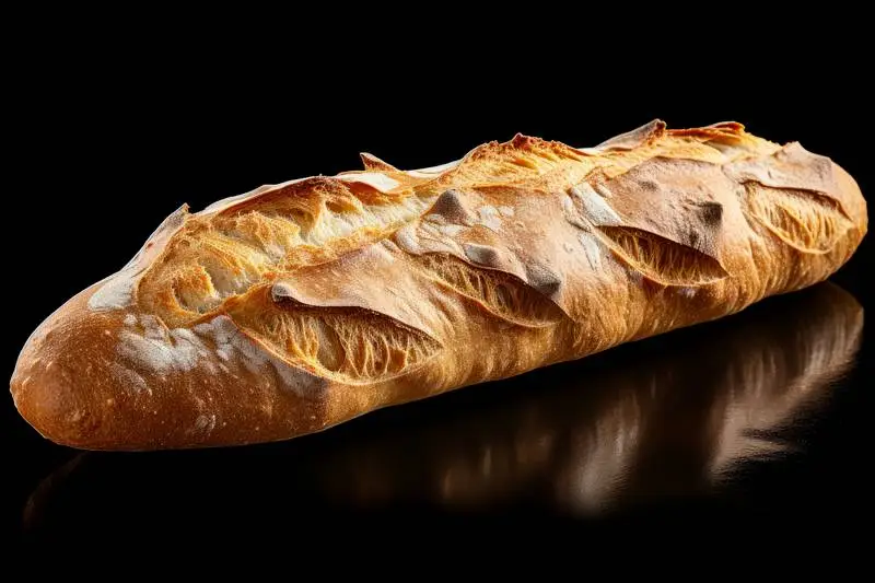 Photo of Homemade Baguette Bread Isolated on Black Background
