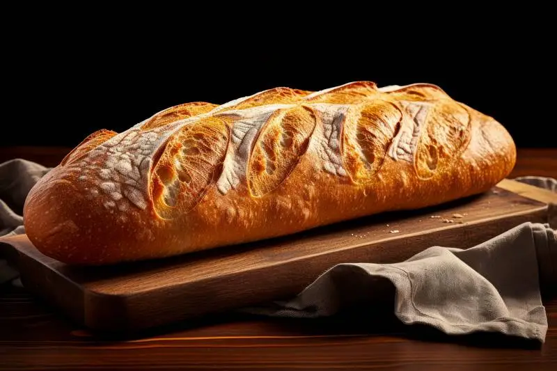 Photo of Homemade Ciabatta Bread on Black Background