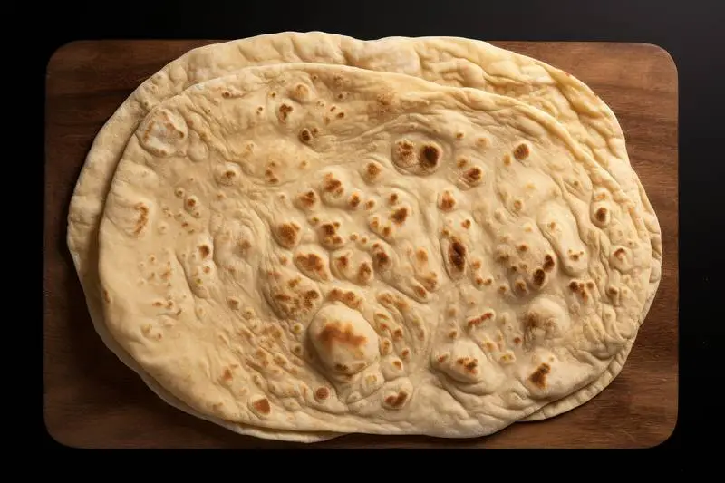 Photo of Homemade Flat Bread Isolated on Black Background