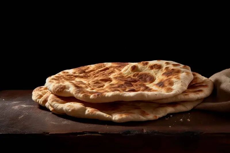 Photo of Homemade Flat Bread on Black Background