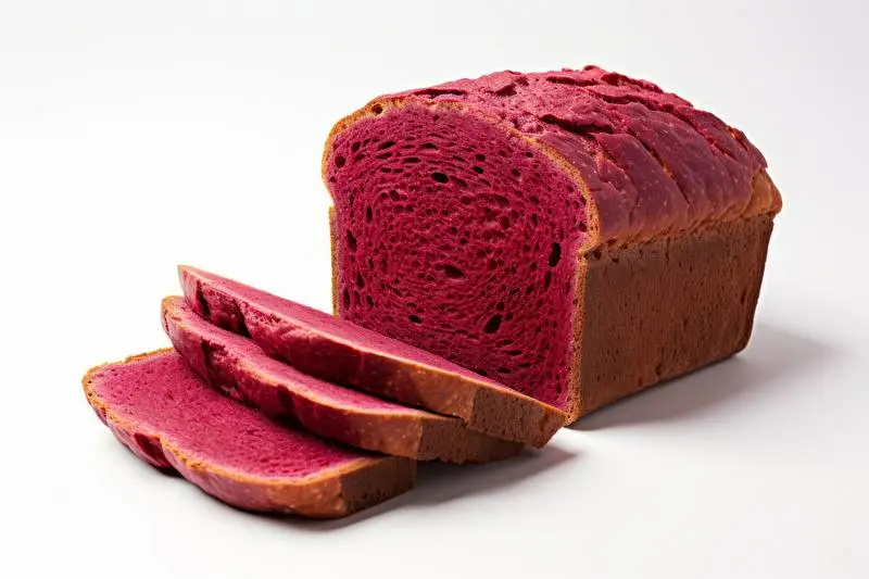 Photo of Homemade Sliced Beetroot Bread Isolated on White Background