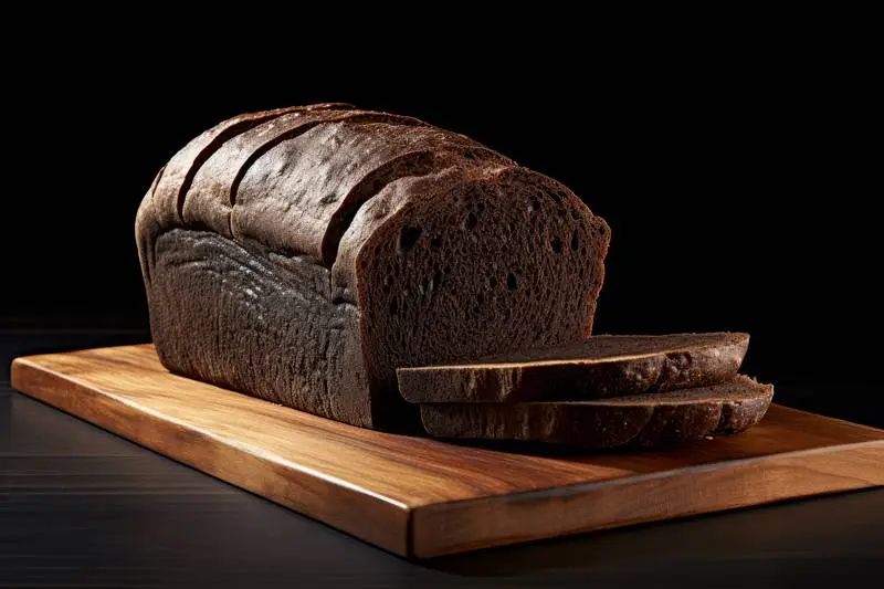 Photo of Homemade Sliced Black Bread on Black Background
