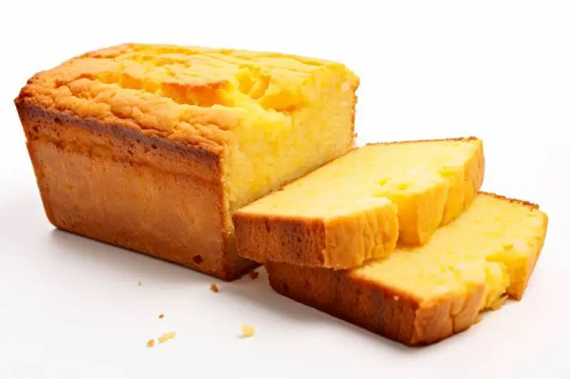 Photo of Homemade Sliced Corn Flour Bread Isolated on White Background