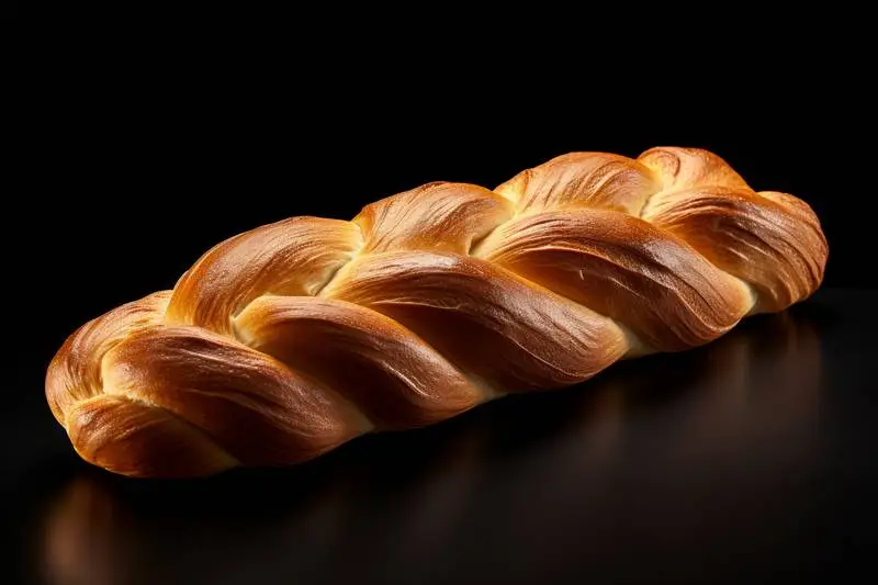 Photo of Homemade One-String Braided Bread on Black Background