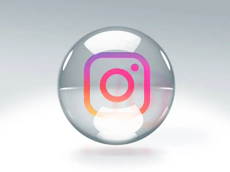 Transparent Glass Bubble with Instagram Logo Inside