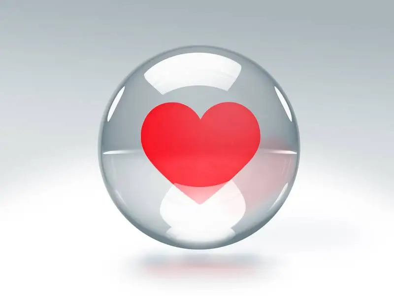 Transparent Glass Bubble with Love Icon Inside