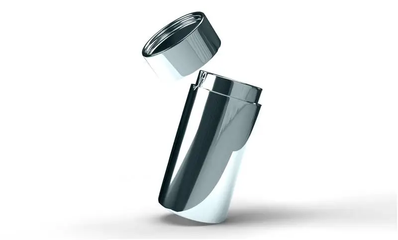 Metal Bottle with Open Top on Colored Background