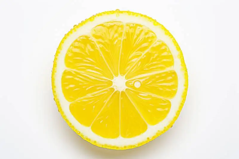 Photo of a Lemon Slice on a White Background