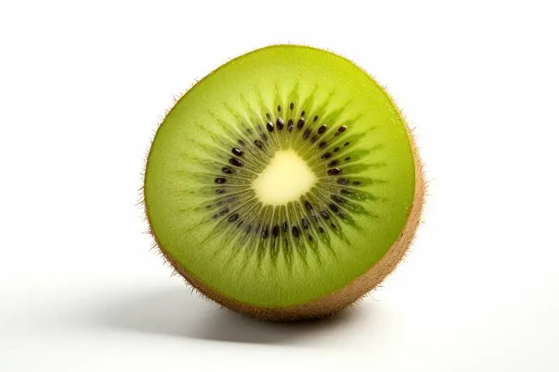 Photo of a Kiwi Fruit Cut in Half on a White Background
