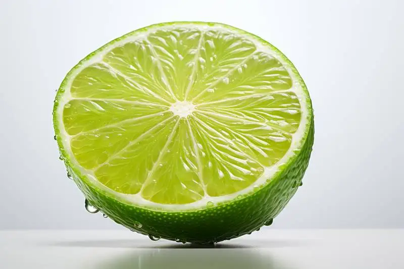 Picture of a Half of a Lime on a White Background