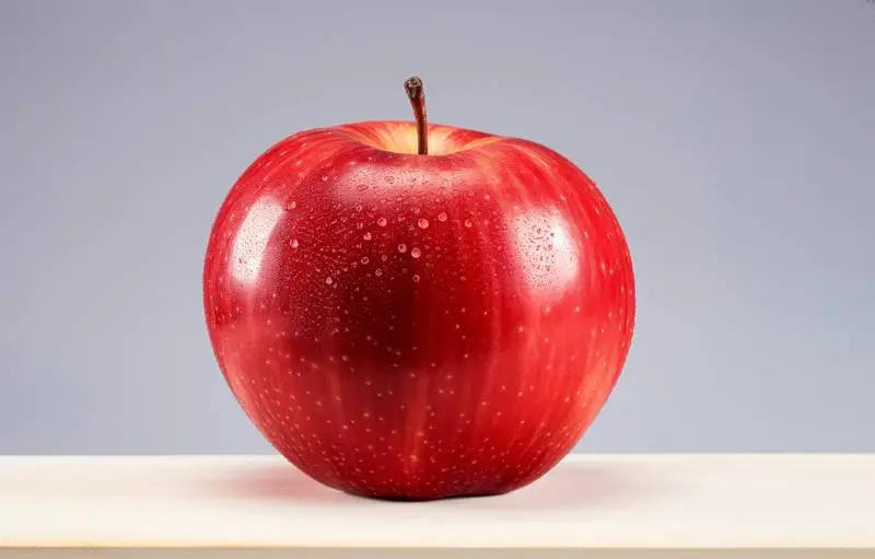 Picture of a Red Apple on a Grey Background