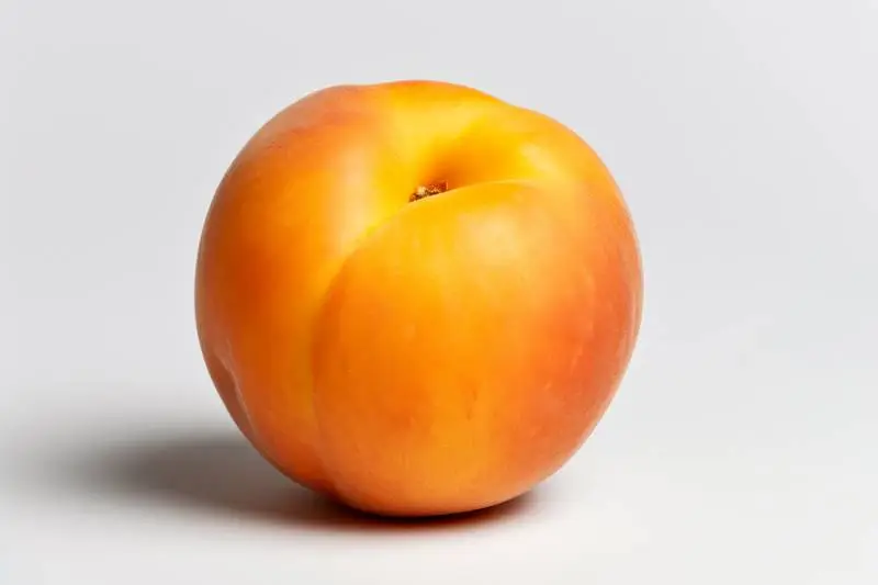 Picture of an Orange Plum on a White Background Front View