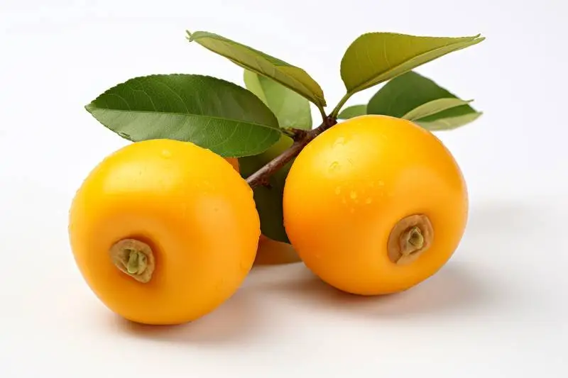 Picture of Two Ripe Loquats on a White Background