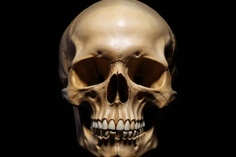 Render of a Human Skull on a Black Background