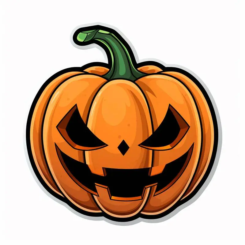 Cartoon Style Evil Pumpkin Sticker Image on a White Background