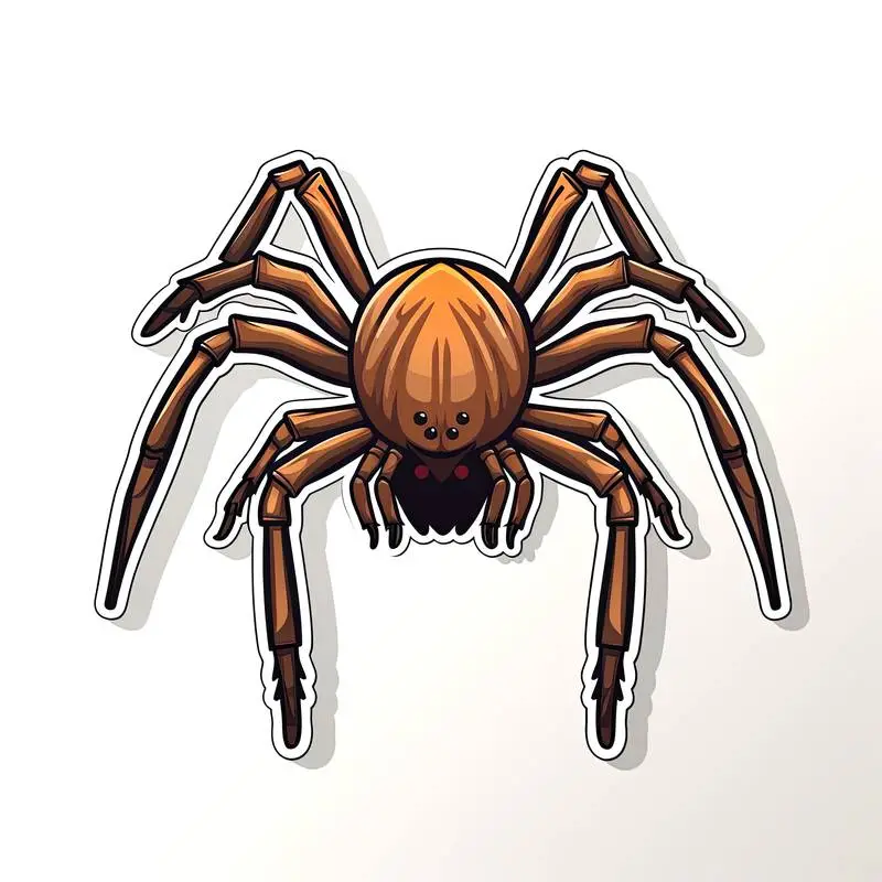Cartoon Style Orange Spider Sticker on White Background