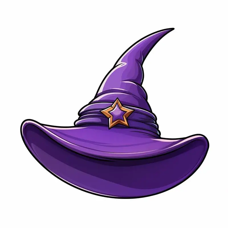 Cartoon Style Purple Witch’s Hat Image on White Background
