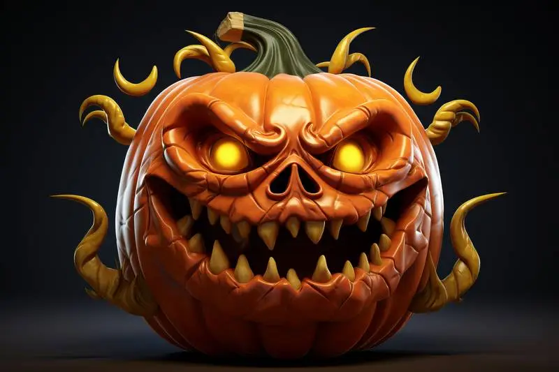 Evil Halloween Pumpkin Image on Black Background
