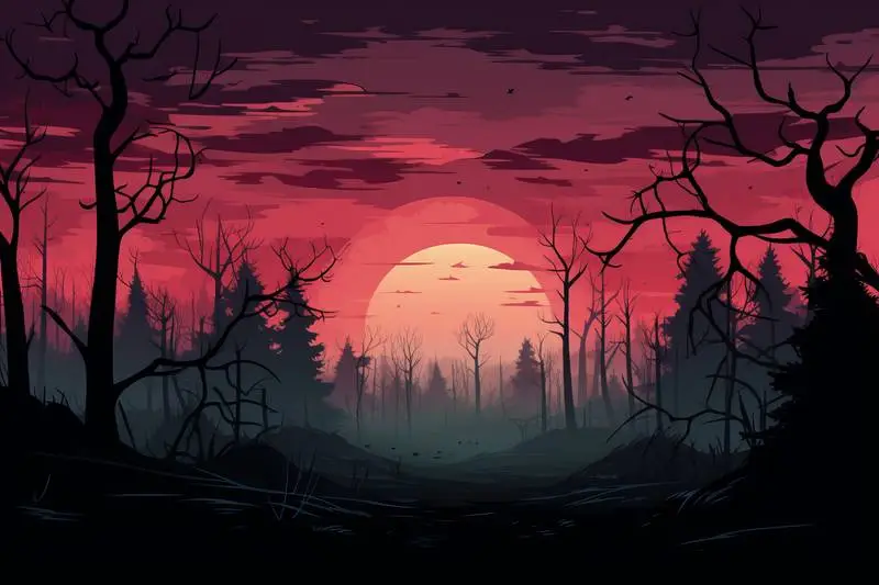 Gloomy Illustration of a Terror Sunset Scene
