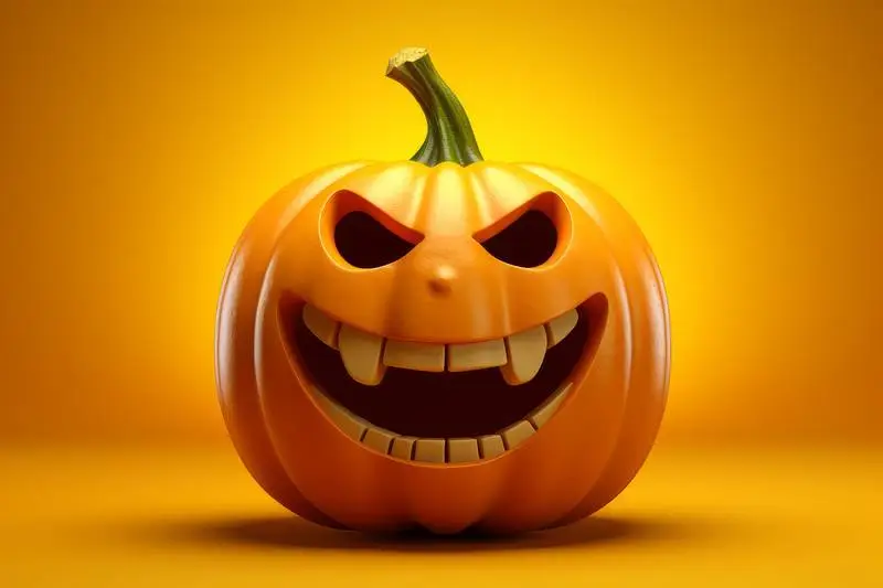 Image of a Halloween Pumpkin on an Orange Background