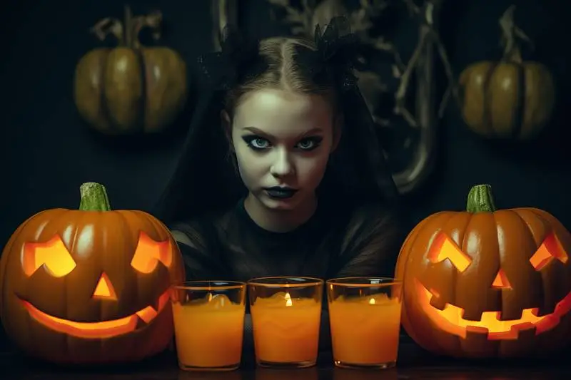 Photo of a Girl Dressed as a Witch on Halloween Night