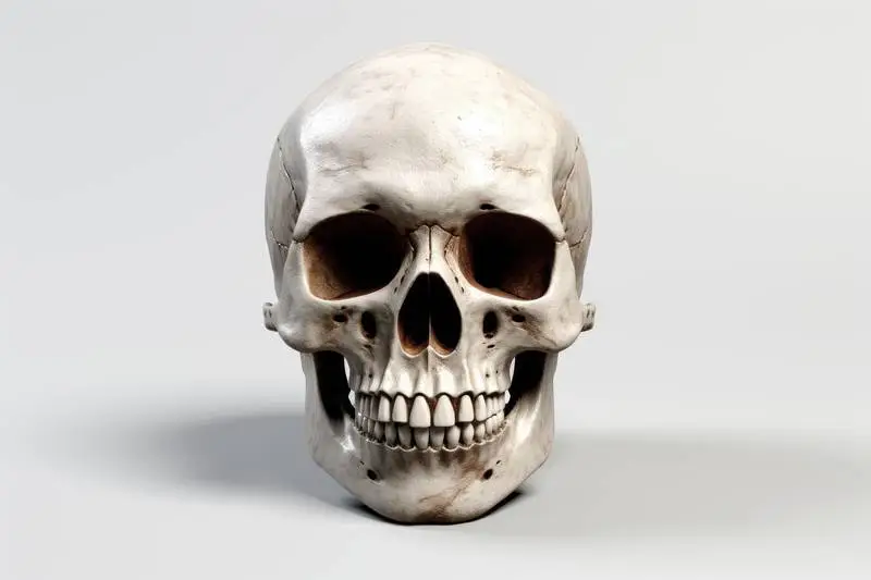 Photo of a Human Skull on a Light Background