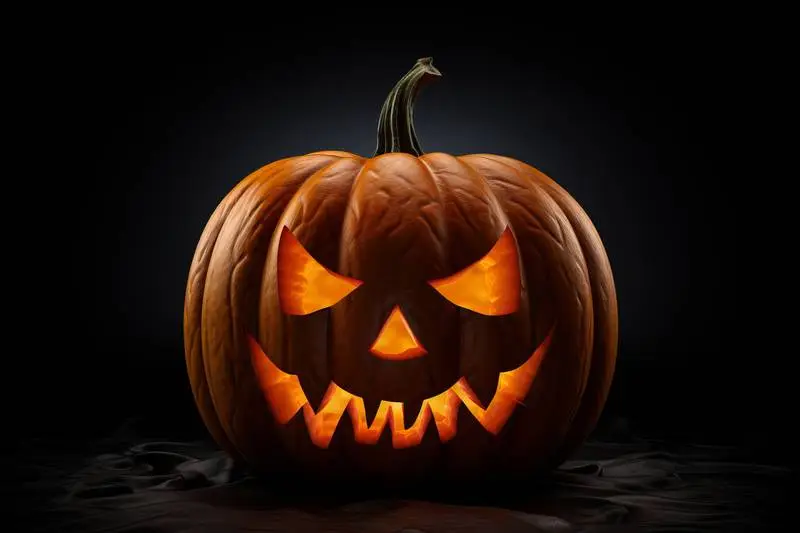 Photo of a Lantern Halloween Pumpkin on Black Background