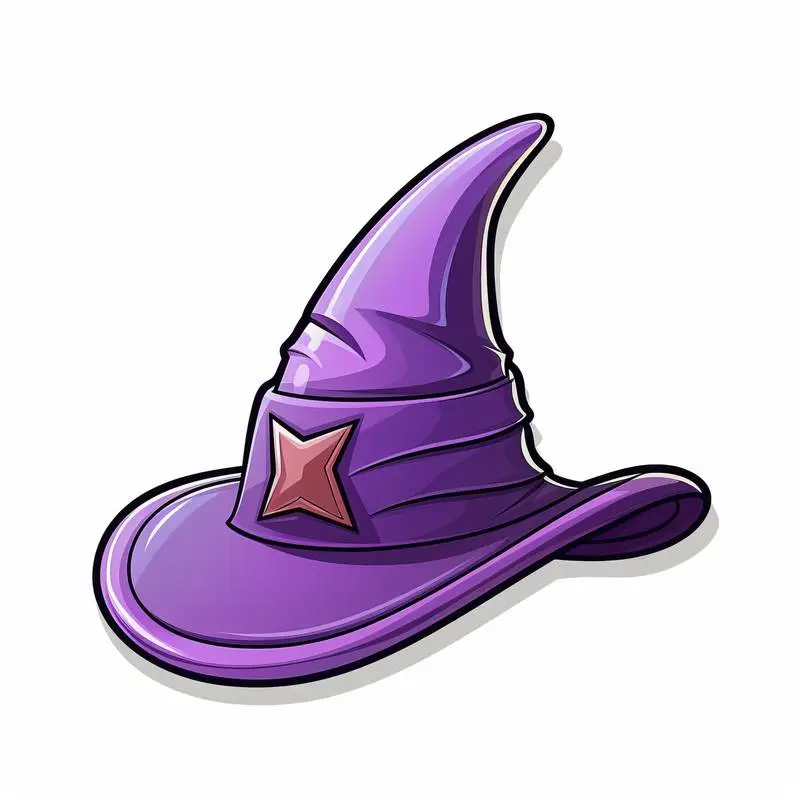 Sticker Image with Purple Witch’s Hat on a White Background