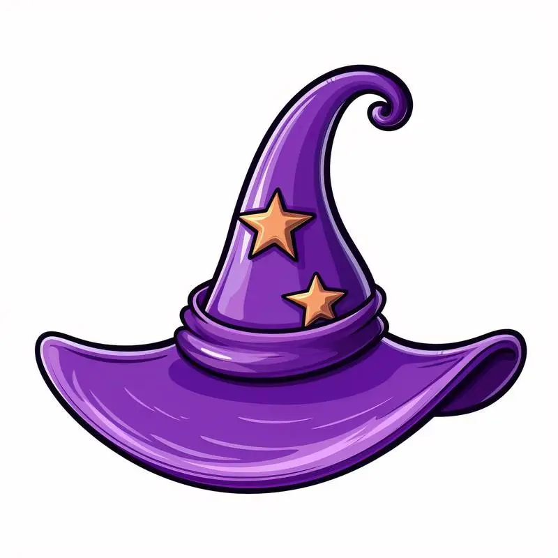 Sticker with Purple Witch’s Hat on White Background