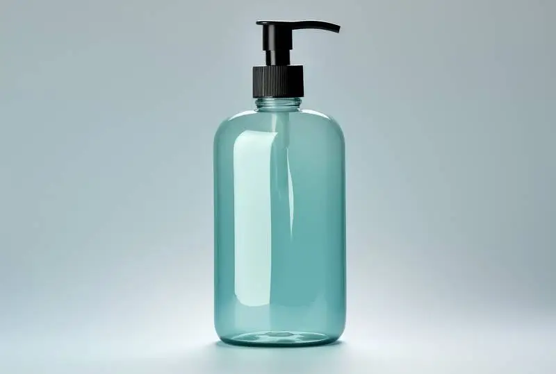 Image of Blue Bottle with Dispenser on Blue Background